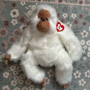 Ty White and Brown Plush Monkey Mango